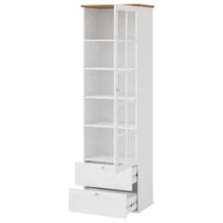 Garnero Arredamenti Vetrinette|Vetrinette-Vetrinetta 62x201h cm 1 anta 2 cassetti bianco rovere Relaxio