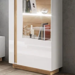 Garnero Arredamenti Vetrinette|Vetrinette-Vetrinetta 72x154h cm 1 anta bianco rovere Noa Gihome®