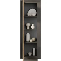 Garnero Arredamenti Vetrinette|Vetrinette-Vetrinetta 67x197h cm 1 anta moderna antracite rovere chiaro Deluxe Antracite - Rovere