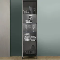 Garnero Arredamenti Vetrinette|Vetrinette-Vetrinetta 55x203h cm 1 anta moderna nero frassinato Absolut