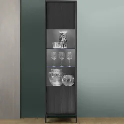 Garnero Arredamenti Vetrinette|Vetrinette-Vetrinetta 55x203h cm 1 anta moderna nero frassinato Absolut