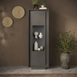 Garnero Arredamenti Vetrinette|Vetrinette-Vetrinetta 67x197h cm 1 anta moderna Deluxe Antracite