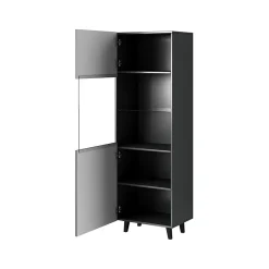 Garnero Arredamenti Vetrinette|Vetrinette-Vetrinetta 60x183h cm 1 anta moderna cannettato Essence Antracite