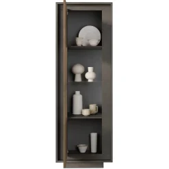 Garnero Arredamenti Vetrinette|Vetrinette-Vetrinetta 67x197h cm 1 anta moderna antracite rovere scuro Deluxe Antracite - Rovere Rustico