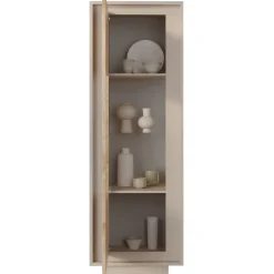 Garnero Arredamenti Vetrinette|Vetrinette-Vetrinetta 67x197h cm 1 anta moderna beige rovere chiaro Deluxe Rovere - Beige