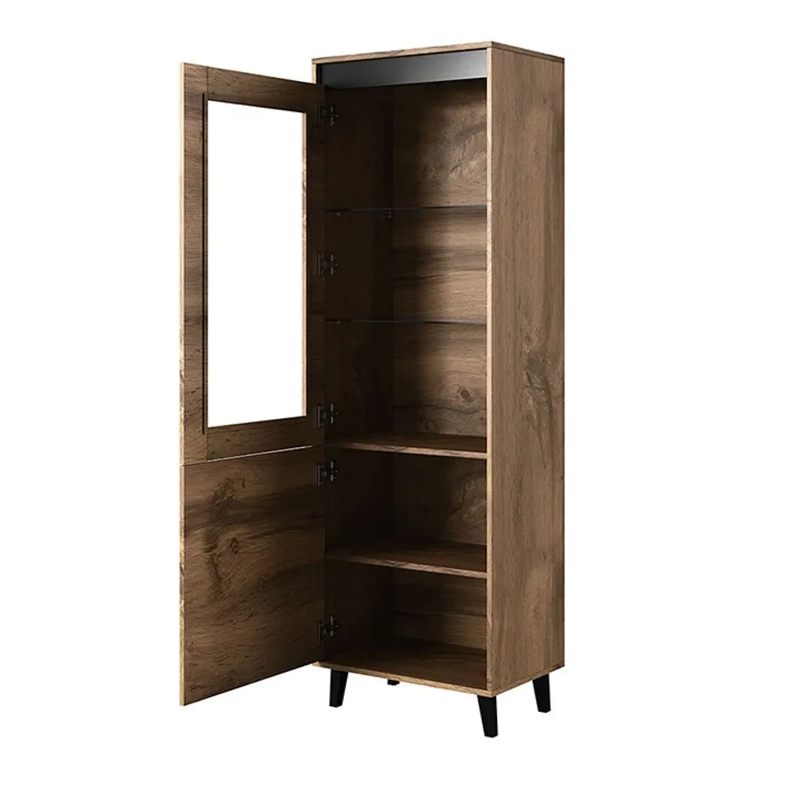 Garnero Arredamenti Vetrinette|Vetrinette-Vetrinetta 60x183h cm 1 anta rovere antracite Salisburgo