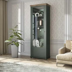 Garnero Arredamenti Vetrinette|Vetrinette-Vetrinetta 71x200h cm 1 anta sinistra soggiorno quercia Texel Verde