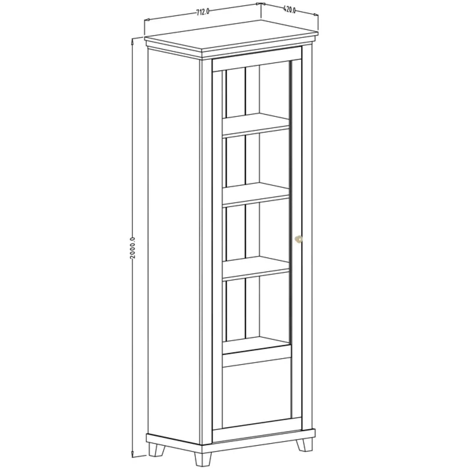 Garnero Arredamenti Vetrinette|Vetrinette-Vetrinetta 71x200h cm 1 anta sinistra soggiorno quercia Texel Verde