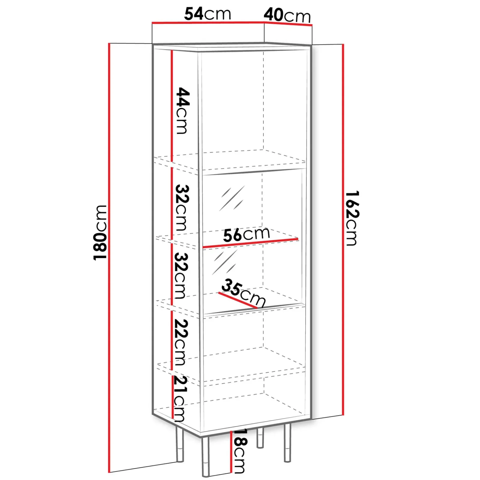 Garnero Arredamenti Vetrinette|Vetrinette-Vetrinetta 54x180h cm 1 anta soggiorno moderna nero oro Golden