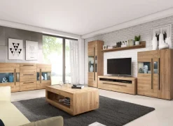 Garnero Arredamenti Vetrinette|Vetrinette-Vetrinetta 60x204h cm 1 anta soggiorno moderna rovere nero Maiorca