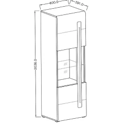 Garnero Arredamenti Vetrinette|Vetrinette-Vetrinetta 60x204h cm 1 anta soggiorno moderna rovere nero Maiorca