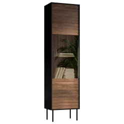 Garnero Arredamenti Vetrinette|Vetrinette-Vetrinetta 53x182h cm 1 anta soggiorno noce nero Wild Noce - Nero opaco