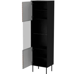 Garnero Arredamenti Vetrinette|Vetrinette-Vetrinetta 53x182h cm 1 anta soggiorno noce nero Wild Noce - Nero opaco