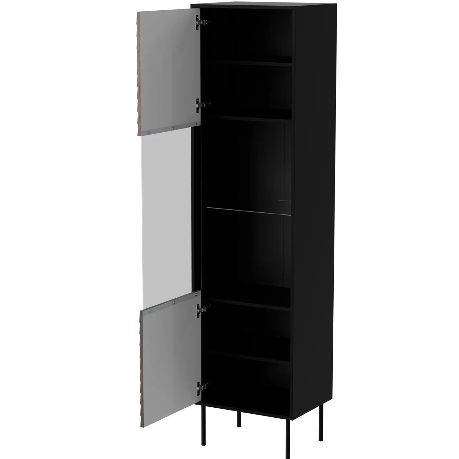 Garnero Arredamenti Vetrinette|Vetrinette-Vetrinetta 53x182h cm 1 anta soggiorno noce nero Wild Noce - Nero opaco