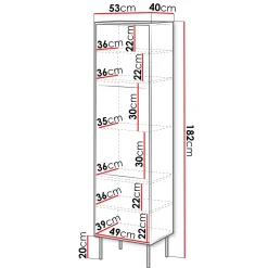 Garnero Arredamenti Vetrinette|Vetrinette-Vetrinetta 53x182h cm 1 anta soggiorno noce nero Wild Noce - Nero opaco