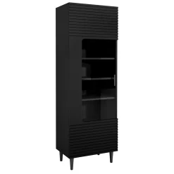 Garnero Arredamenti Vetrinette|Vetrinette-Vetrinetta 60x180h cm 1 anta soggiorno moderna nero Flippo Nero Opaco