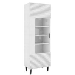 Garnero Arredamenti Vetrinette|Vetrinette-Vetrinetta 60x180h cm 1 anta soggiorno moderna bianco Flippo Bianco Opaco