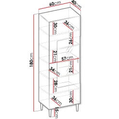 Garnero Arredamenti Vetrinette|Vetrinette-Vetrinetta 60x180h cm 1 anta soggiorno moderna bianco Flippo Bianco Opaco