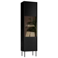 Garnero Arredamenti Vetrinette|Vetrinette-Vetrinetta 53x182h cm 1 anta soggiorno nero Wild Nero Opaco