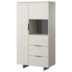 Garnero Arredamenti Vetrinette|Vetrinette-Vetrinetta 90x170h cm 2 ante 2 cassetti soggiorno grigio Stone