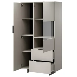 Garnero Arredamenti Vetrinette|Vetrinette-Vetrinetta 90x170h cm 2 ante 2 cassetti soggiorno grigio Stone