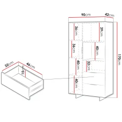 Garnero Arredamenti Vetrinette|Vetrinette-Vetrinetta 90x170h cm 2 ante 2 cassetti soggiorno grigio Stone