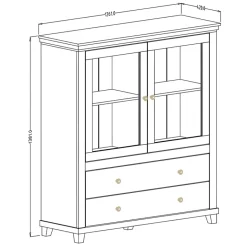 Garnero Arredamenti Credenze Moderne|Vetrinette-Vetrinetta 126x138h cm 2 ante 2 cassetti rovere Texel Bianco Frassinato