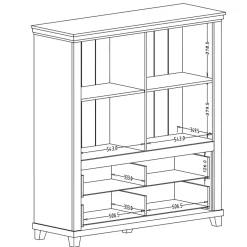 Garnero Arredamenti Credenze Moderne|Vetrinette-Vetrinetta 126x138h cm 2 ante 2 cassetti rovere Texel Bianco Frassinato