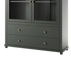 Garnero Arredamenti Vetrinette|Vetrinette-Vetrinetta 126x138h cm 2 ante 2 cassetti quercia Texel Verde