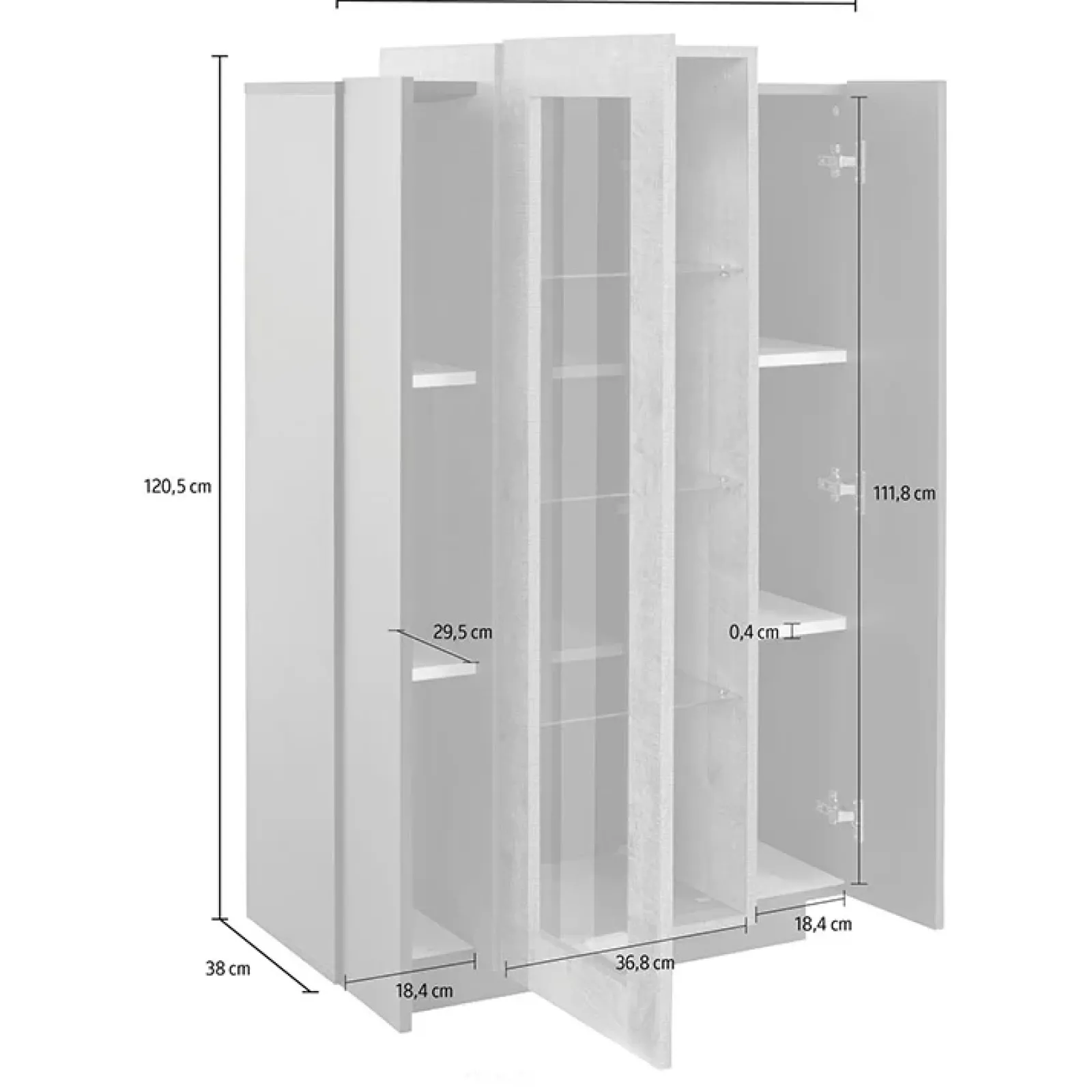 Garnero Arredamenti Vetrinette|Vetrinette-Vetrinetta 80x121h cm 2 ante antracite rovere Milos Gihome® Antracite - Rovere Rustico