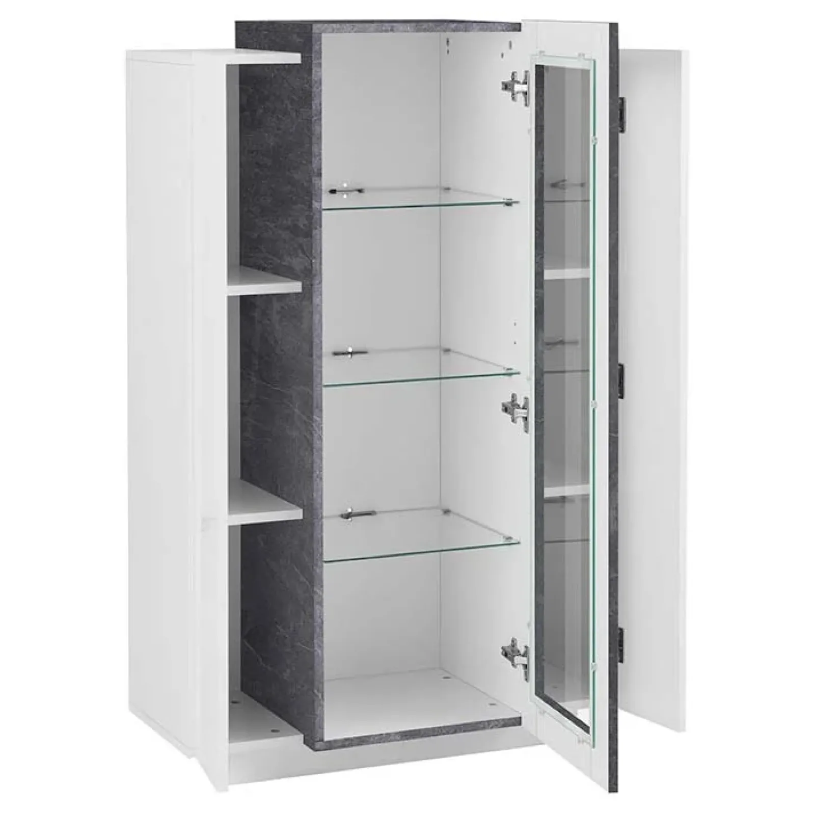 Garnero Arredamenti Vetrinette|Vetrinette-Vetrinetta 80x121h cm 2 ante bianco lucido nero opaco Milos Gihome® Bianco Lucido - Ossido