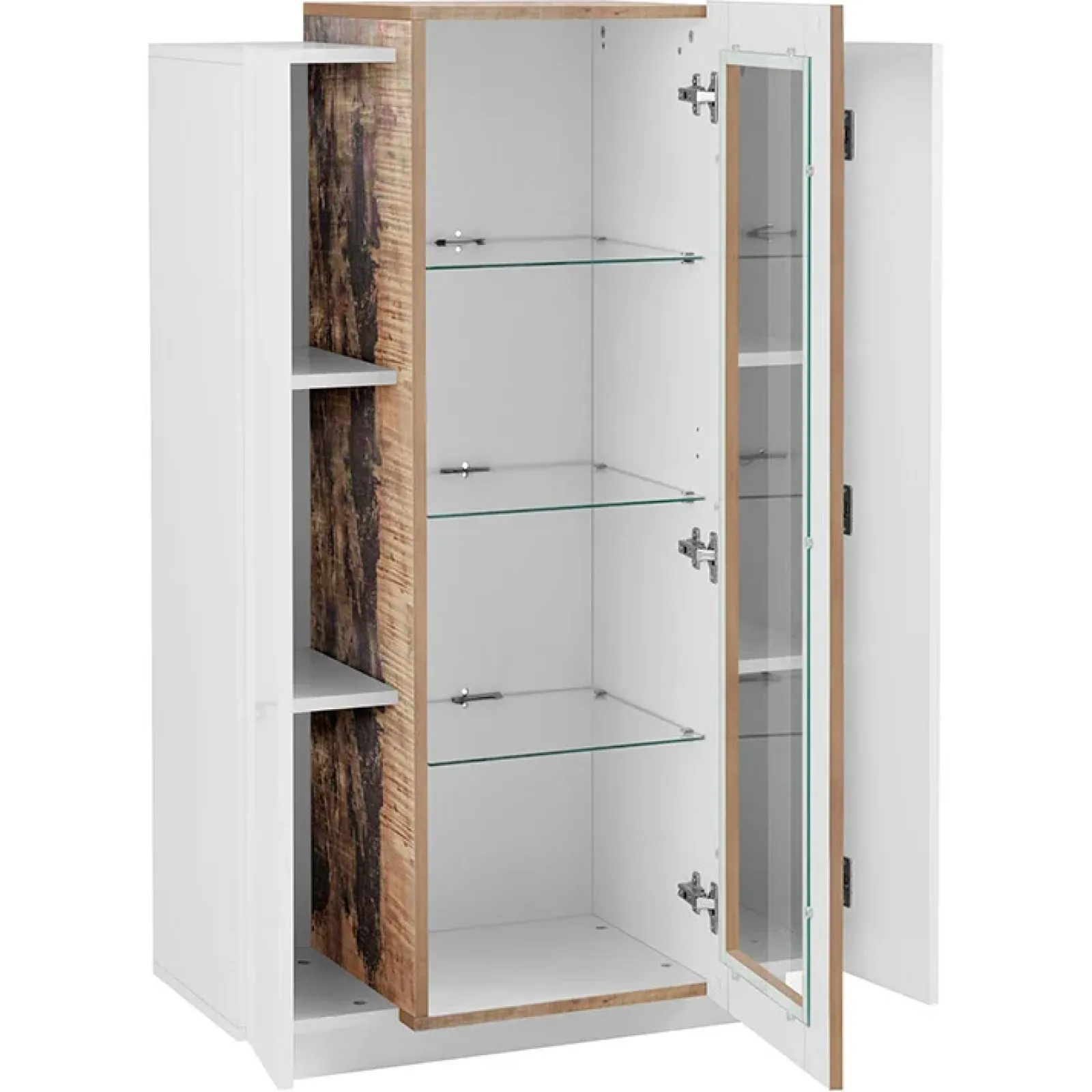 Garnero Arredamenti Vetrinette|Vetrinette-Vetrinetta 80x121h cm 2 ante bianco lucido rovere Milos Gihome® Bianco Lucido - Rovere Rustico