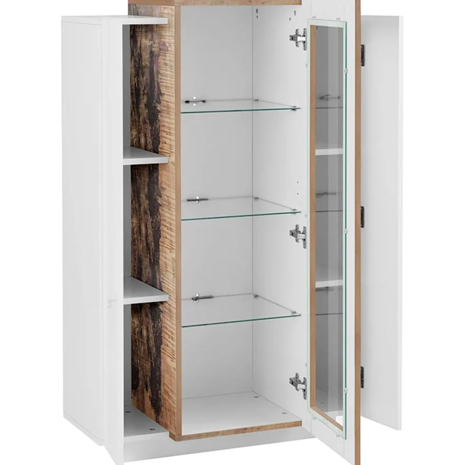 Garnero Arredamenti Vetrinette|Vetrinette-Vetrinetta 80x121h cm 2 ante bianco lucido rovere Milos Gihome® Bianco Lucido - Rovere Rustico