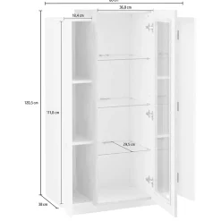 Garnero Arredamenti Vetrinette|Vetrinette-Vetrinetta 80x121h cm 2 ante bianco lucido cemento Milos Gihome® Cemento - Bianco Lucido