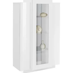 Garnero Arredamenti Vetrinette|Vetrinette-Vetrinetta 80x121h cm 2 ante Milos Gihome® Bianco Lucido