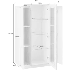 Garnero Arredamenti Vetrinette|Vetrinette-Vetrinetta 80x121h cm 2 ante Milos Gihome® Bianco Lucido