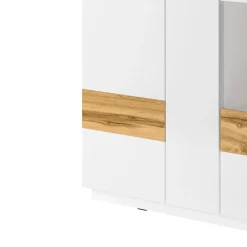 Garnero Arredamenti Vetrinette|Vetrinette-Vetrinetta 130x139h cm 3 ante bianco lucido rovere Bahama Bianco Lucido - Rovere Rustico