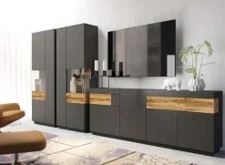 Garnero Arredamenti Vetrinette|Vetrinette-Vetrinetta 80x207h cm 2 ante destra antracite rovere Bahama Antracite - Rovere Rustico