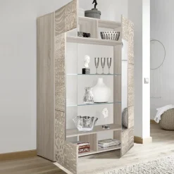 Garnero Arredamenti Vetrinette|Vetrinette-Vetrinetta 121x166h cm  2 ante moderna samoa serigrafato Paradise Rovere