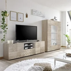 Garnero Arredamenti Vetrinette|Vetrinette-Vetrinetta 121x166h cm  2 ante moderna samoa serigrafato Paradise Rovere