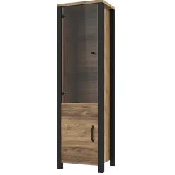 Garnero Arredamenti Vetrinette|Vetrinette-Vetrinetta 56x191h cm 2 ante quercia nero opaco Nebraska