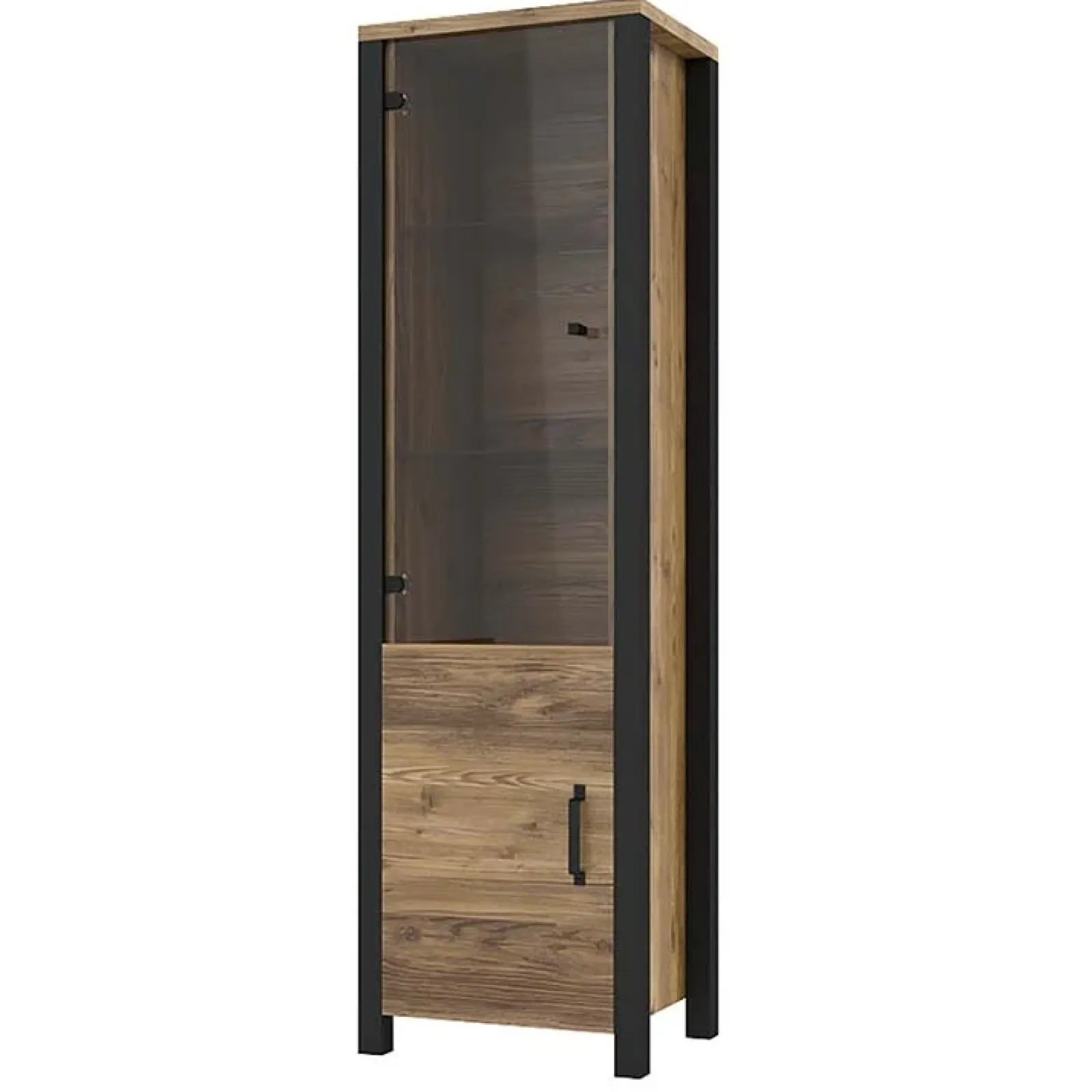 Garnero Arredamenti Vetrinette|Vetrinette-Vetrinetta 56x191h cm 2 ante quercia nero opaco Nebraska