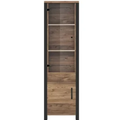 Garnero Arredamenti Vetrinette|Vetrinette-Vetrinetta 56x191h cm 2 ante quercia nero opaco Nebraska