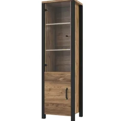 Garnero Arredamenti Vetrinette|Vetrinette-Vetrinetta 56x191h cm 2 ante quercia nero opaco Nebraska