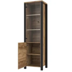 Garnero Arredamenti Vetrinette|Vetrinette-Vetrinetta 56x191h cm 2 ante quercia nero opaco Nebraska