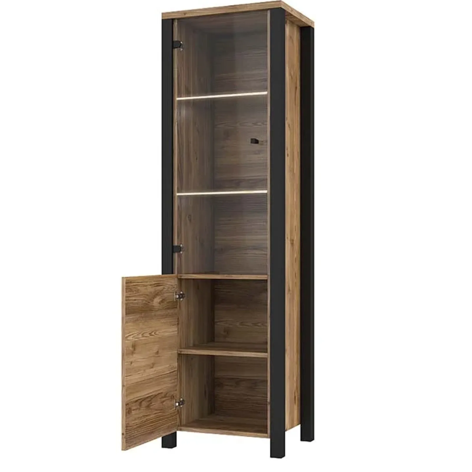 Garnero Arredamenti Vetrinette|Vetrinette-Vetrinetta 56x191h cm 2 ante quercia nero opaco Nebraska