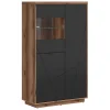 Garnero Arredamenti Vetrinette|Vetrinette-Vetrinetta 157x94h cm 2 ante rovere scuro nero opaco Elin