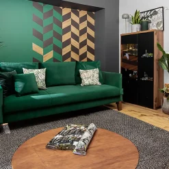 Garnero Arredamenti Vetrinette|Vetrinette-Vetrinetta 157x94h cm 2 ante rovere scuro nero opaco Elin