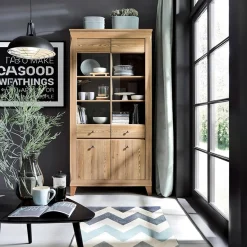 Garnero Arredamenti Vetrinette|Vetrinette-Vetrinetta 102x202h cm 4 ante rovere scuro Lucca