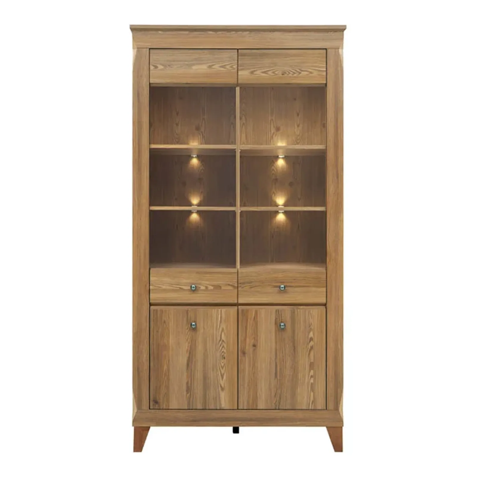 Garnero Arredamenti Vetrinette|Vetrinette-Vetrinetta 102x202h cm 4 ante rovere scuro Lucca